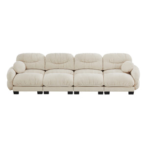 English Elm Pleated Chenille Modular Sofa with Ergonomic Foam Cushions and Sculptural Curved Armrests Beige W5656S00043