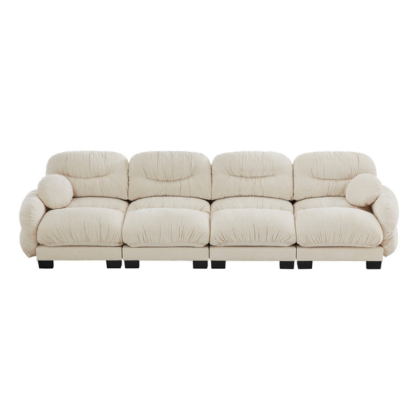 English Elm Pleated Chenille Modular Sofa with Ergonomic Foam Cushions and Sculptural Curved Armrests Beige W5656S00043