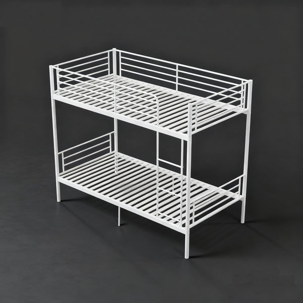 English Elm Bunk Bed Twin Over Iron Frame with Full Guardrail and Ladder White Finish W5635S00001