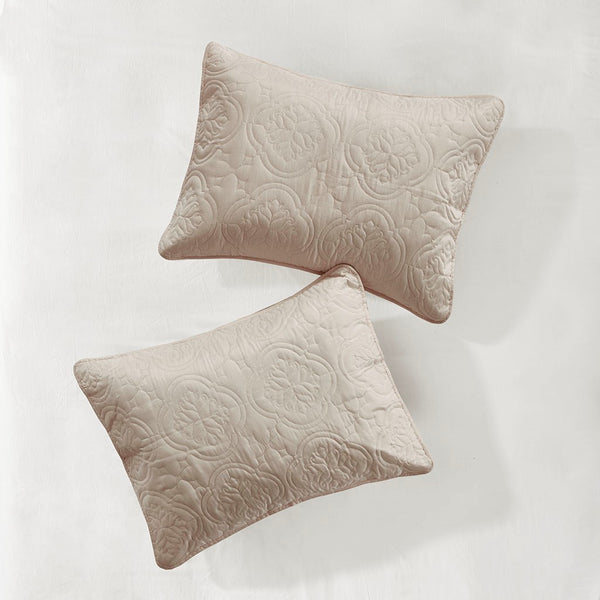 English Elm 3 Piece Reversible Bedspread Set Oakley Quilted Medallion Oversized Microfiber Hypoallergenic Comforter khaki 15.35 L x 13.39 W x 9.45 H B03594961