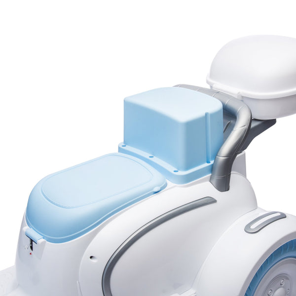 English Elm 12v Dual Motor Two Seater Kids Electric Ride on Motorcycle with Bluetooth Led and Trunk Blue W1578P268023