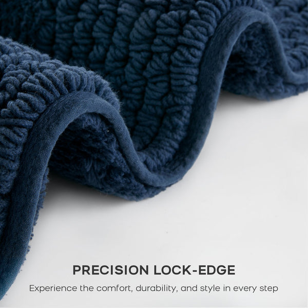 JLA Home Madison Park Signature - 100% Cotton Tufted Luxury Bath Rug 3000 GSM Reversible Plush High-Density, OEKO-TEX Certified Comfort Navy MPS72-579