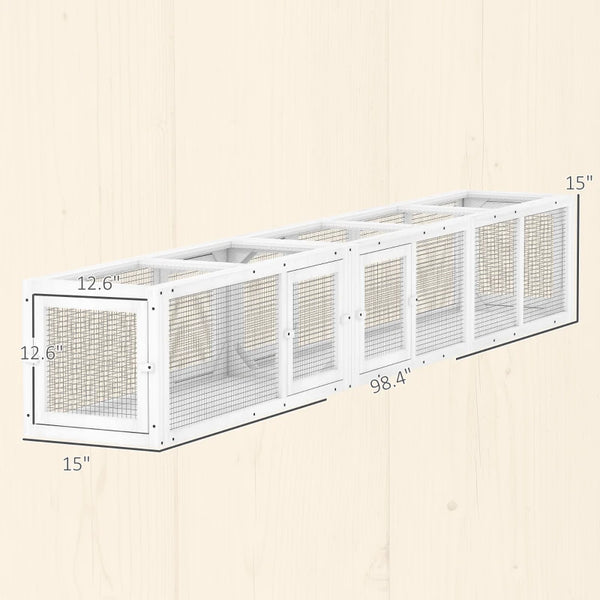 English Elm Outdoor Modular Cat Tunnel Enclosure Fir Wood Wire Frame Patio Pet Walkway T3971P459606