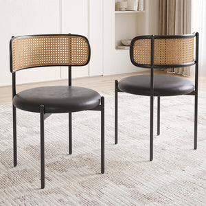 English Elm Adjustable Swivel Barstools Set of 2 Pu Leather Industrial Mid-century Kitchen Island Seating Black T3623P433769