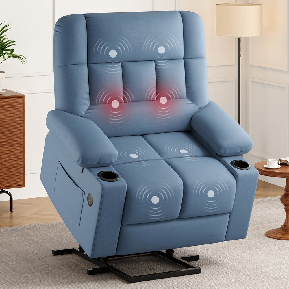 English Elm Oversized Recliner chair with ergonomic support, swivel rocker, quick 5-min assembly for adults comfort Blue T3623P408757