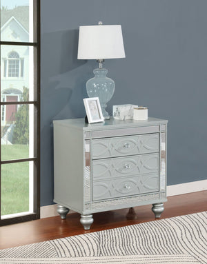 English Elm 2 Chic Two-Drawer Nightstand with Sparkling Acrylic Panels and Faceted Crystal Hardware for Glam Bedrooms Silver B016P255631
