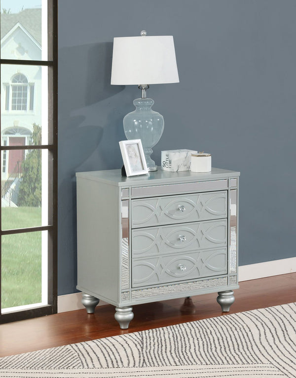 English Elm 2 Chic Two-Drawer Nightstand with Sparkling Acrylic Panels and Faceted Crystal Hardware for Glam Bedrooms Silver B016P255631
