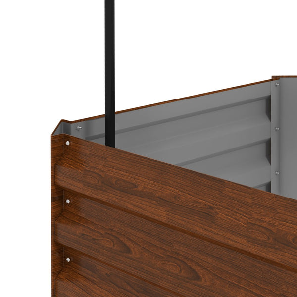 English Elm Outsunny Galvanized Steel Raised Garden Bed With Trellis, Perfect For Vegetables, Vines & Flowers W2225P174400-GIGA