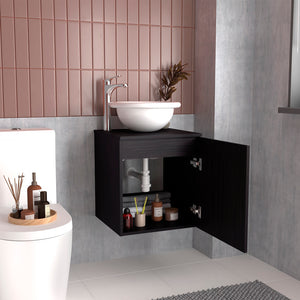 English Elm Colville Floating Wall Mount Vanity Cabinet Matte Finish Modern Bathroom Storage Black B092P439901