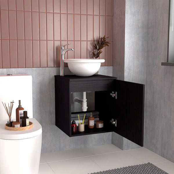 English Elm Colville Floating Wall Mount Vanity Cabinet Matte Finish Modern Bathroom Storage Black B092P439901