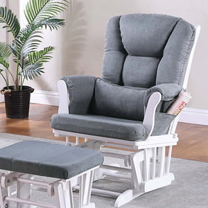 English Elm Luxurious Microfiber Glider Chair with Ottoman — Smooth Gliding Motion, Solid Wood Frame, Pocket Storage Dark Gray 36 L x 23 W x 21 H B011P375973