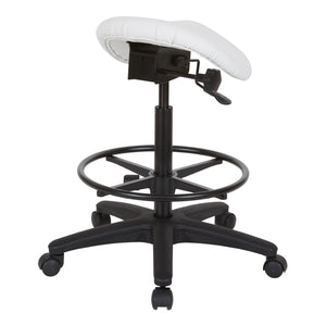 OSP Home Furnishings Backless Saddle Stool Ergonomic Pneumatic Height Adjustable Office Studio Task Seating Dillon Snow ST205-R101