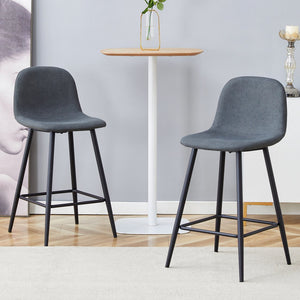 English Elm Modern Quilted Pu Leather Barstools Set of Two with Black Metal Legs for Kitchen Islands W1151P242028
