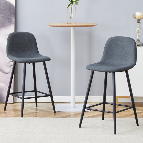 English Elm Modern Quilted Pu Leather Barstools Set of Two with Black Metal Legs for Kitchen Islands W1151P242028