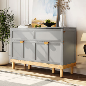 English Elm Queen Murphy Wall Bed Solid Pine Cabinet with Drawer Modern Space Saving Design Gray N708P243886E
