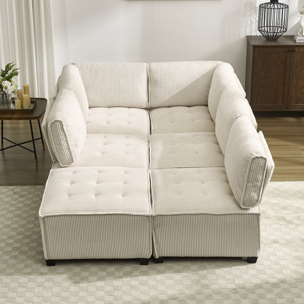 English Elm United We Win 6-Seat U-Shaped Modular Sectional Sofa With Reversible Chaise For Cozy Living Spaces W1568S00160-GIGA