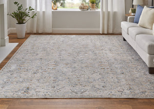 Feizy Rugs Pasha Global Charm Rug – Vibrant Machine-made Polyester, Pet-friendly, Low Pile For Any Space Ivory,Blue,Tan Polyester Pas39m6fivymlth04