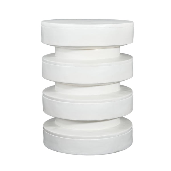 English Elm Modern Mgo Three Tier Round Accent Table Weather Resistant Patio and Living Room Decor White N770P359379W