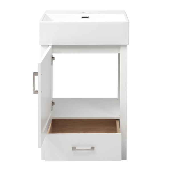 English Elm 20.28'' 20.28" Modern Bathroom Vanity with Ceramic Sink, Solid Wood Frame, Soft-Close Drawer & Cabinet - Space-Saving Design White N729P277755K