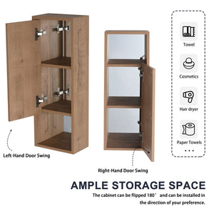 English Elm 30'' Wall Mounted Mirror Cabinet Black Aluminum Frame Soft Close Bathroom Storage W999S00539