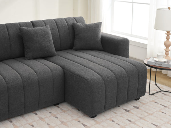 English Elm Scandinavian Channel Tufted L Shaped Sectional Sofa with Plush Foam Cushions B2730S00043