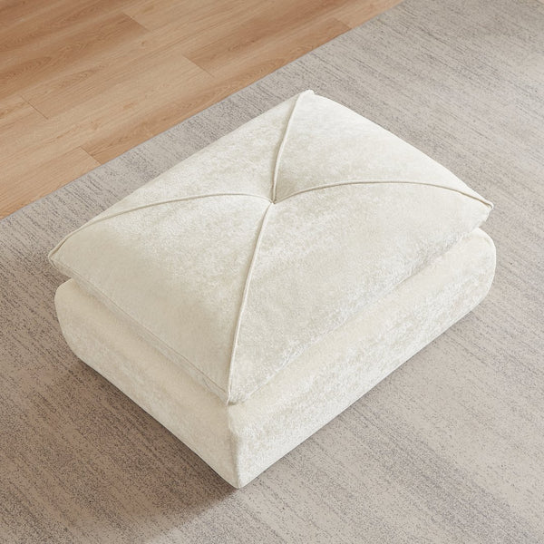 English Elm Modern Chenille Modular Sofa with Extendable Foot Pedal for Relaxed Living Spaces Beige W3396P463870