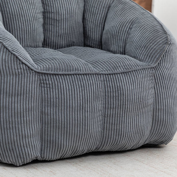 English Elm Giant Corduroy Bean Bag with Armrests Shredded Foam Lounge Chair for Living Room Dark Gray W2200P442623