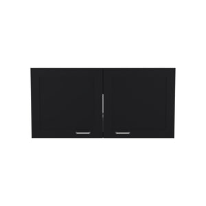 English Elm Zurich Black Wengue Wall Cabinet Double Door 39" Wide, One Shelf—Sleek Kitchen & Utility Storage B070P337093