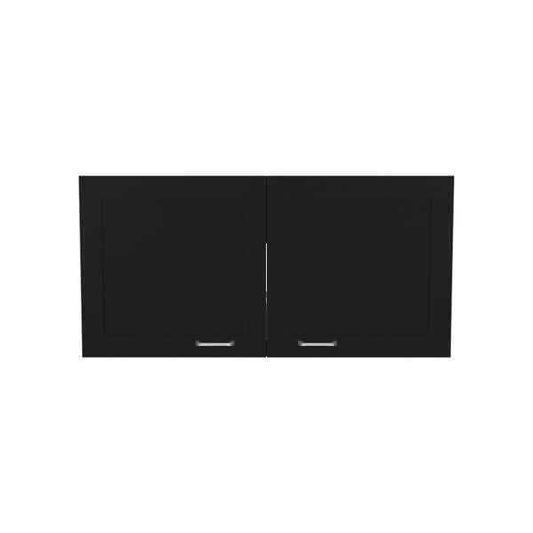 English Elm Zurich Black Wengue Wall Cabinet Double Door 39" Wide, One Shelf—Sleek Kitchen & Utility Storage B070P337093