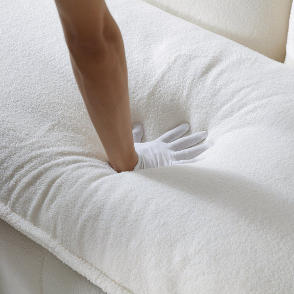 English Elm Sleeper 3-in-1 Pull-Out Couch Bed with Teddy Chaise, Breathable Fabric, Supportive Cushions for Small Spaces Beige W1117P253963