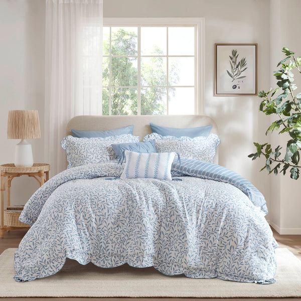 English Elm 5-piece King Comforter Set Soft Microfiber Printed Bedding with Coordinated Shams and Pillows Blue B035P482939