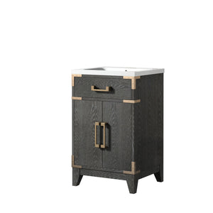 English Elm Black Oak Single Bath Vanity With Acrylic Top - Stylish 20" W Storage Solution For Small Spaces B2731P260888