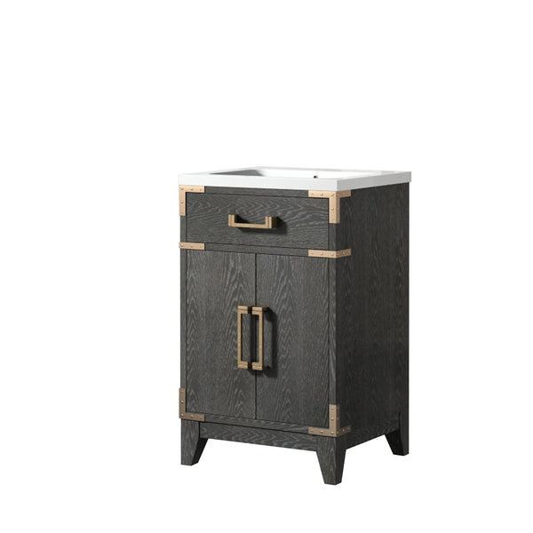 English Elm Black Oak Single Bath Vanity With Acrylic Top - Stylish 20" W Storage Solution For Small Spaces B2731P260888