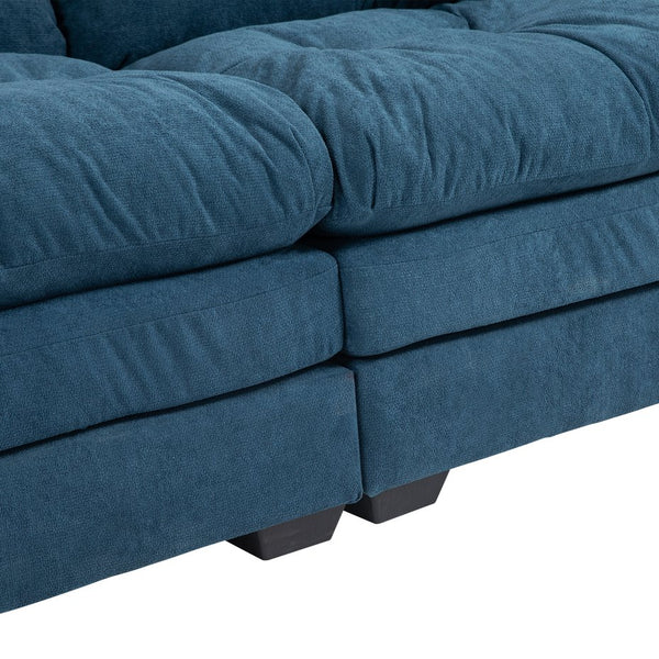 English Elm 84" Chenille Sofa Loveseat with Memory Foam & Pocket Springs, Plush Dual-Layer Comfort, Sturdy Frame Blue W676S00010