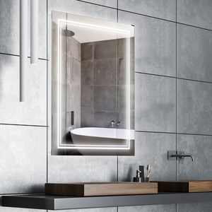English Elm kleankin 32" x 24" LED Bathroom Mirror with Touch Button, IP44 Waterproof, Plug-In, Aluminum Frame, Dual Mounting Options W2225P217006