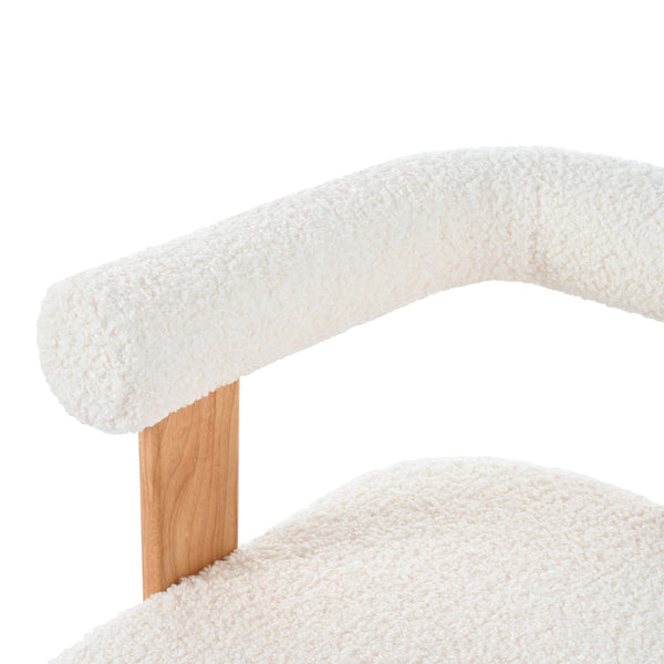 English Elm Christopher Knight Home® - Mid-Century Teddy Boucle Barrel Accent Chair with Solid Wood Frame, Plush Upholstery for Dining Room Comfort and Style N765P183819W