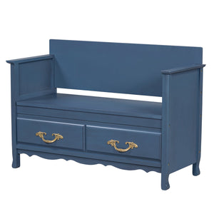 English Elm Trexm Carved Entryway Storage Bench Cushioned Lift Top Pine Frame Antique Style N715P198567M