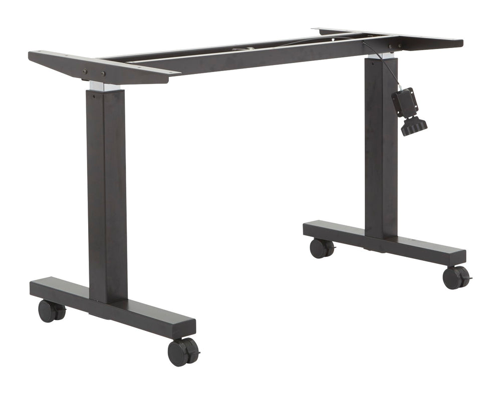 OSP Home Furnishings 4' Steel Sit Stand Desk Frame with Pneumatic Lift and Locking Casters for Office Use Black HB6024-3