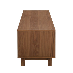 Arundo Mid-century Modern 58" TV Stand with Stylish Reeded Doors, Open Storage & Mocha Finish