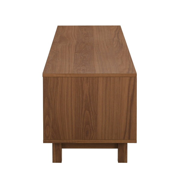 Arundo Mid-century Modern 58" TV Stand with Stylish Reeded Doors, Open Storage & Mocha Finish