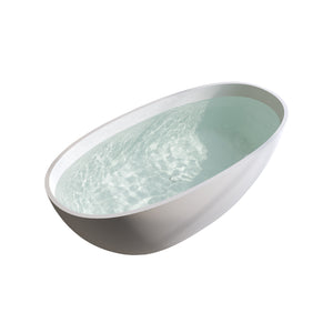 English Elm 59'' Freestanding Resin Stone Soaking Tub Sculptural Matte Finish with Overflow Drain W2753P191209