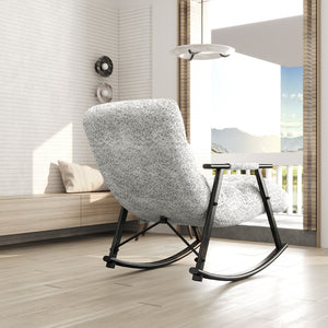 English Elm 42"l Folding Rocking Chair Iron Frame Cushioned High Back Adjustable Footrest Lounge Grey W1669P163321