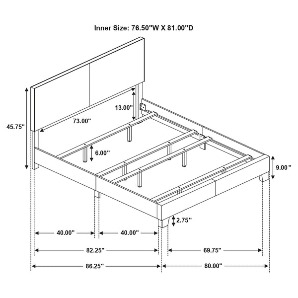English Elm Warwick Upholstered California King Bed with Plush Padded Headboard, Premium Leatherette, Solid Wood Legs Black B062P328654