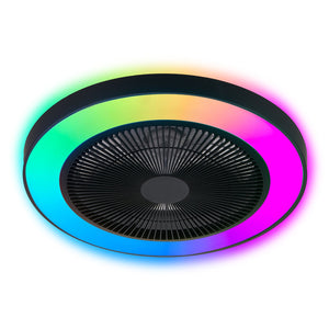 English Elm 19-inch Black Ceiling Fan Light with RGB LED, Dimmable Smart APP & Remote, Silent DC Motor, 6-Speed Reversible W2312P368712