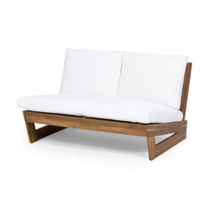 English Elm Christopher Knight Home® - SHERWOOD Loveseat with Acacia Wood Frame, Water-Resistant Cushions & Slatted Paneling for Patio Comfort and Durability Teak 64868.00WHI