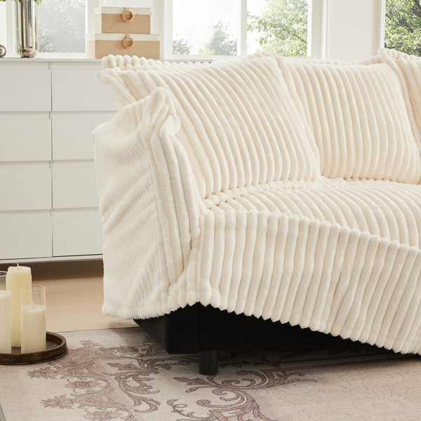 English Elm Modern Slipcovered 2-Seat Sofa In Cream Corduroy – Cozy, Stylish, And Perfect For Small Spaces! W3041S00018