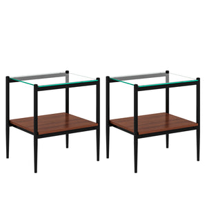 English Elm Coffee Table And End Tables Set Of 3 – Modern Glass & Mdf Design With Storage For Living Spaces W241S00054