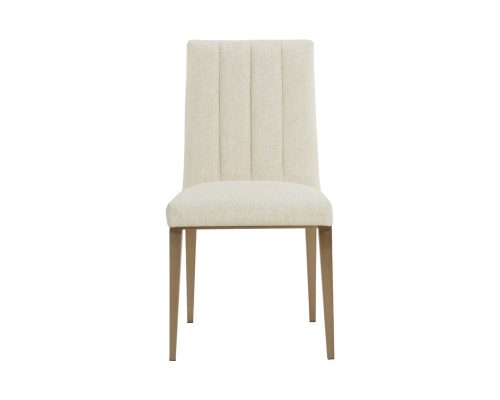 Sunpan WILBUR Dining Chair - Stylish Geralt Linen Upholstery with Channel Tufting & Metal Accents for Elegance 112278