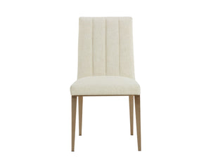 Sunpan WILBUR Dining Chair - Stylish Geralt Linen Upholstery with Channel Tufting & Metal Accents for Elegance 112278