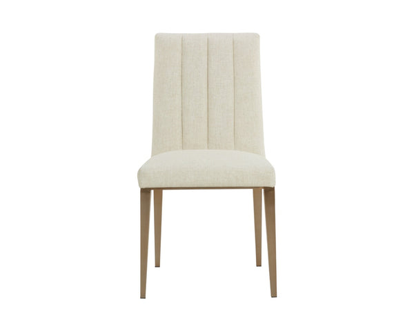 Sunpan WILBUR Dining Chair - Stylish Geralt Linen Upholstery with Channel Tufting & Metal Accents for Elegance 112278